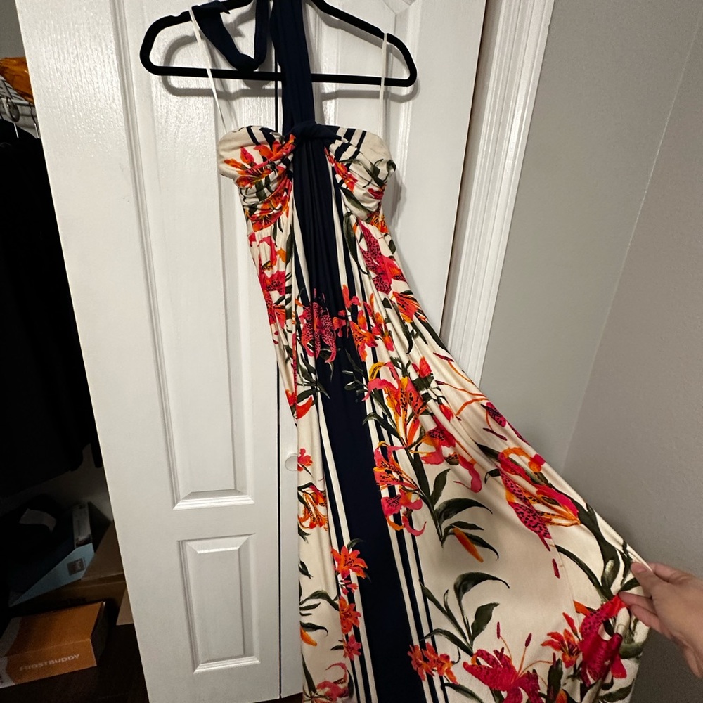SOMA -Le Tigre One Shoulder Floral Dress - Cream and Black